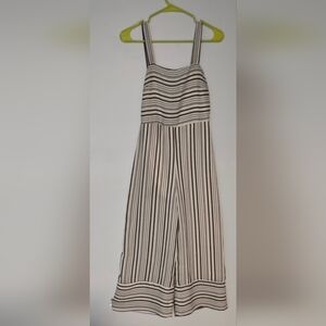 Japna Black and White Striped Wide Leg Jumpsuit